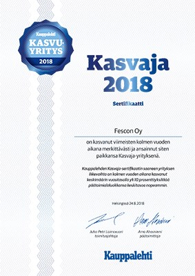 Fescon kasvaja sertifikaatti 2018