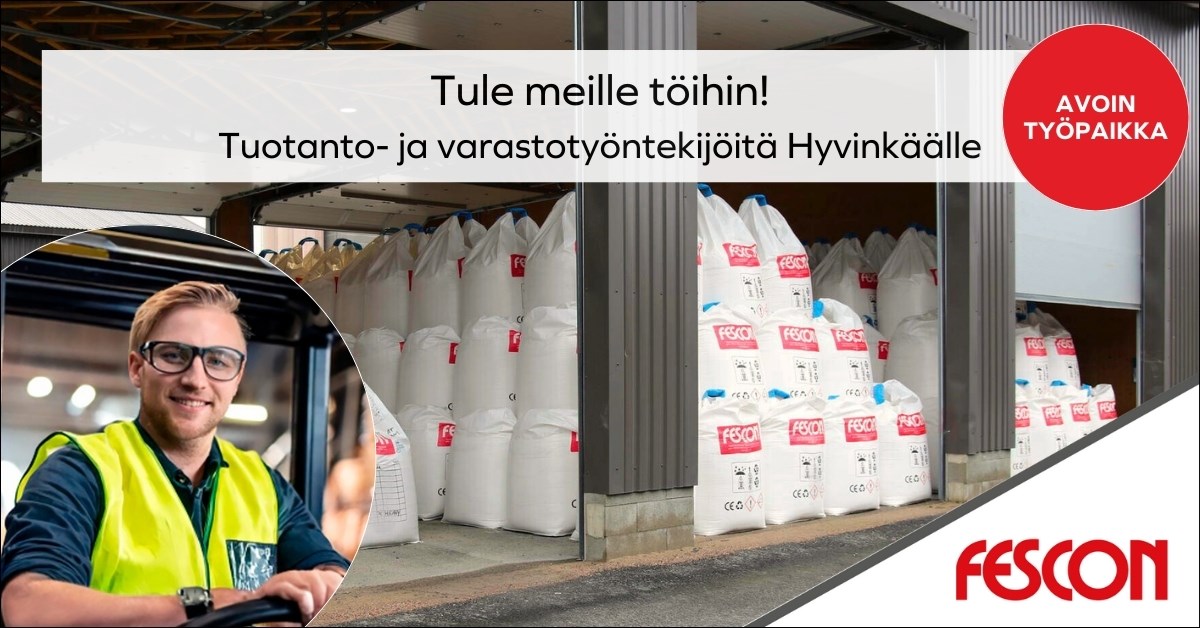 Fescon avoin työpaikka Varasto- ja tuotantotyöntekijä